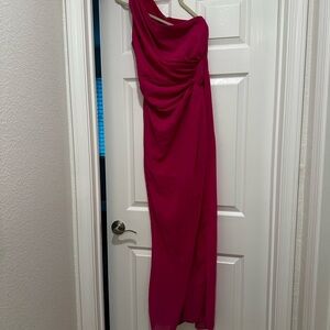 Fashion Nova Fuchsia One-Shoulder Dress